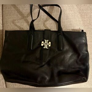 Tory Burch Black Leather Tote Bag